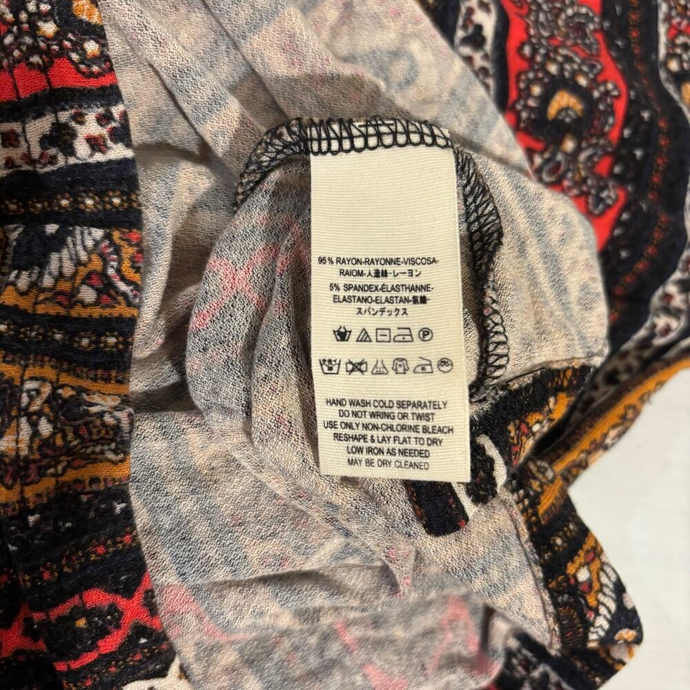 Free People Donatella Paisley Stripe Tie Sleeve Top Small 70s Boho Whimsygoth - Picture 6 of 6